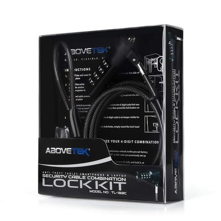 AboveTEK - Phone, Tablet and Laptop Security Combination Lock Kit - Black