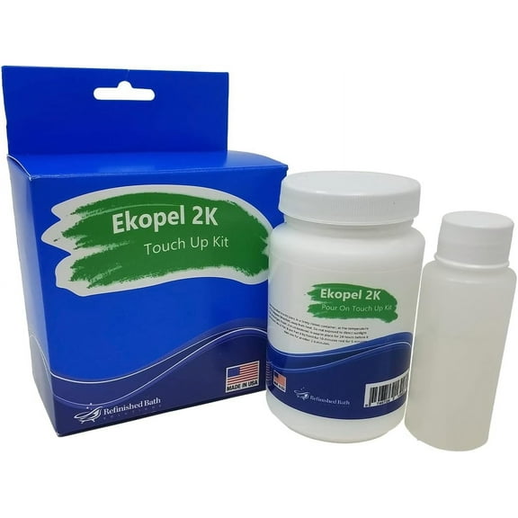 Ekopel 2K Touch Up Bathtub Refinishing Kit - Apply With Foam Brush/Roller (Not Included) Odorless DIY Sink/Tub Repair Kit - Bright Gloss Tub Coating (300 Gram)