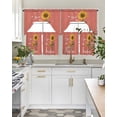 thumbnail image 4 of Coral Red Sunshine Sunflower Swag Kitchen Curtains Sets for Windows 24 Inch Length, Pastoral Bees Farmhouse Floral Short Window Curtain Swags Valances and Tiers 3 Piece Set for Cafe/Dining Room, 4 of 5