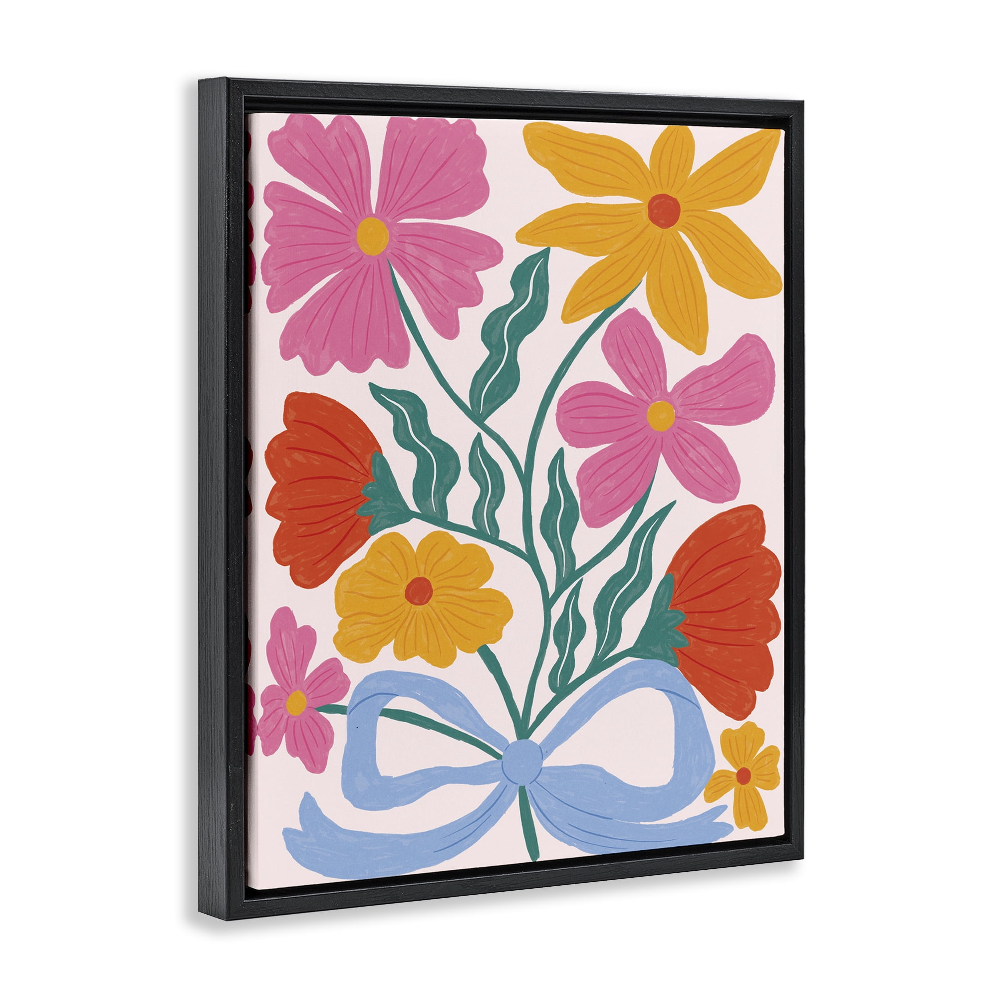 Stupell Industries Mid Century Fresh Florals Black Framed Floater Canvas Wall Art, design by Lisa Barlow