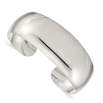 White Sterling Silver bracelet Cuff 23 mm Solid Polished Plain Bangle
