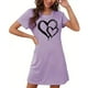 thumbnail image 4 of Camisón corto de talla grande para mujer, camisón de manga corta con estampado de pecho a la moda, camisón para mujer, 4 of 7