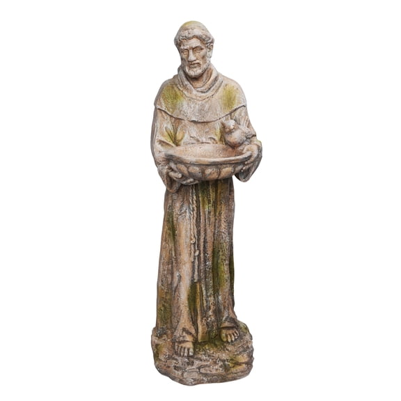 Alpine Corporation 45"H Old World St. Francis Statue with Bird Feeder