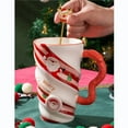 thumbnail image 4 of Hyknon Christmas Coffee Tumbler Threaded Ceramics Large Travel Coffee Mug with Lid Handle Holiday Water Cup Gift for Women Men, 4 of 6