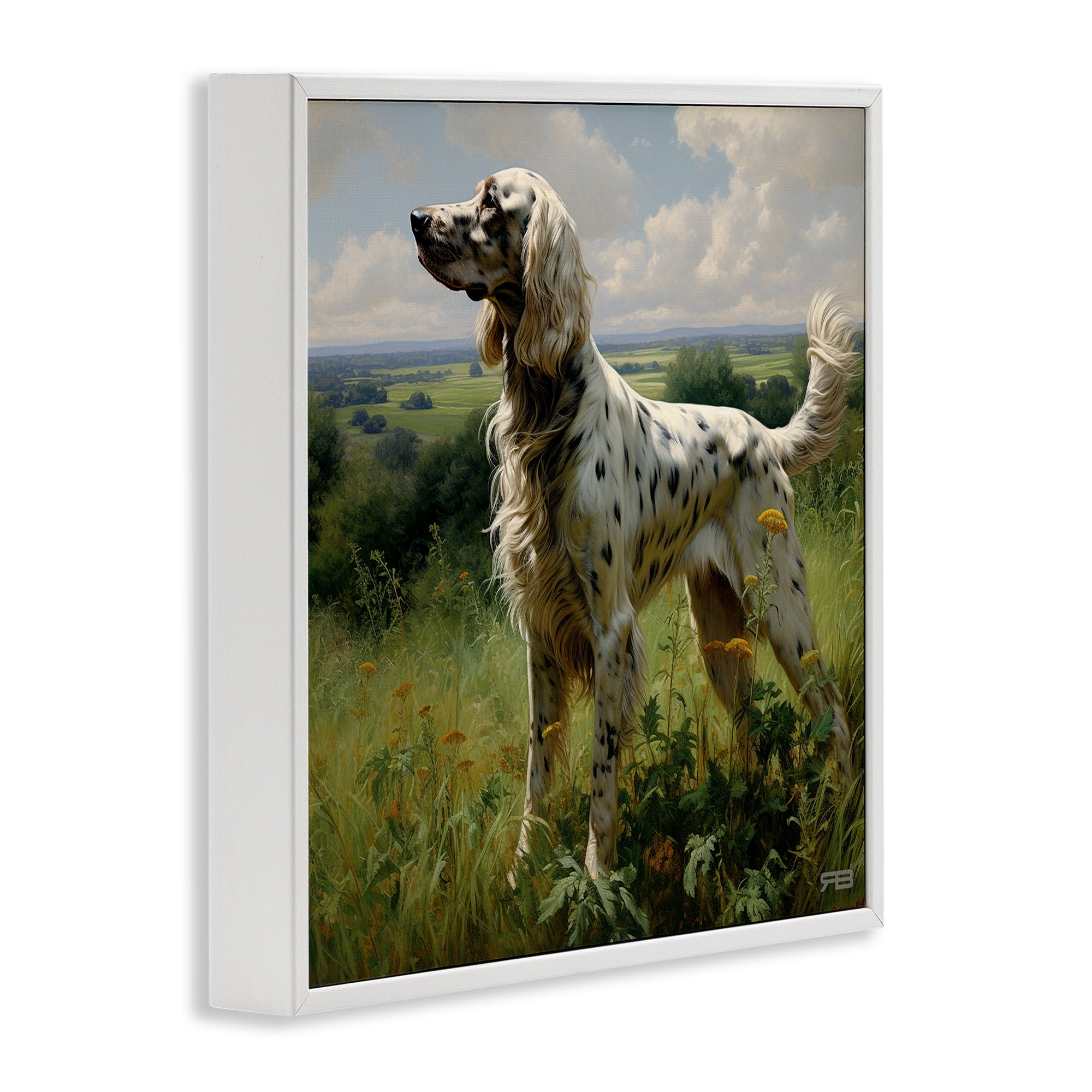 Stupell Industries Dalmatian Dog in Countryside Animals & Insects Painting White Framed Art Print Wall Art, 17 x 17