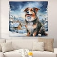 thumbnail image 2 of Hello Winter Border Collie Welcome Snowy Night Watercolor Vintage Tapestry Borders Dog Lovers Gifts Idea Wall Hanging Backdrop Home Decor - 01011, 2 of 5