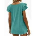 thumbnail image 3 of LVCBL Womens Summer Tops Ruffle Short Sleeve V Neck T-Shirts Casual Loose Fit Top S-2XL, 3 of 3