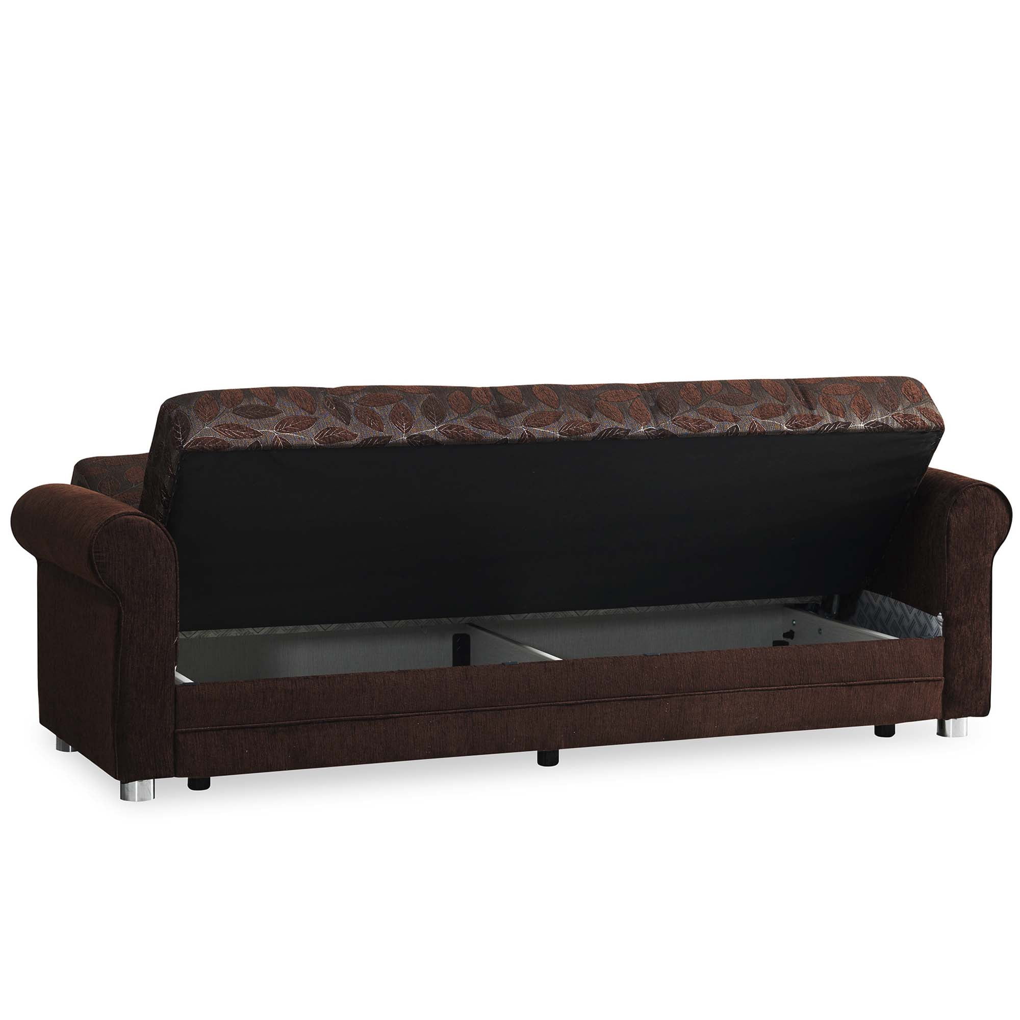 Ottomanson Convertible Sleeper Sofa Bed with Hidden Storage, Firm Comfort Couch, Brown