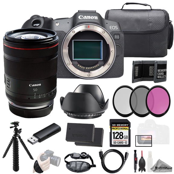 Canon EOS R8 Camera   RF 50mm f/1.4 L VCM Lens 128GB   Ext Bat  3 PC Filter- Kit (International Version)