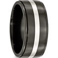thumbnail image 4 of Titanium/Silver Two-Tone Titanium Black Ti With Sterling Silver Inlay Polished 10mm Band (Size 9.5) Made In United States tb288-9.5, 4 of 5