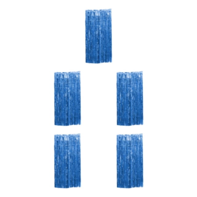 Maytalsory Finger-Safe Tassels Curtain For Customized Birthday Backdrop Luster Foil Curtain Dark Blue 5Set