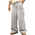 thumbnail image 5 of DHFJKG Mens Sweatpants Joggers Corduroy Wide Leg Loose Fit Elastic Waist Pants With Drawstring Stylish Trousers, 5 of 5