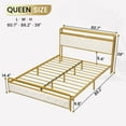 Queen LED Bed Frame with Storage Headboard,Upholstered Platform Bed