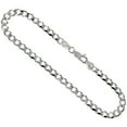 thumbnail image 2 of Sterling Silver Curb Cuban Link Chain Necklace 4.5mm Beveled Edges Nickel Free Italy 18 inch, 2 of 3