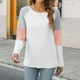 thumbnail image 4 of Lmnyox Women's Long Sleeve T Shirt Color Block Crew Neck Basic Tee Dropped Shoulder Casual Loose Shirts Tops, 4 of 7