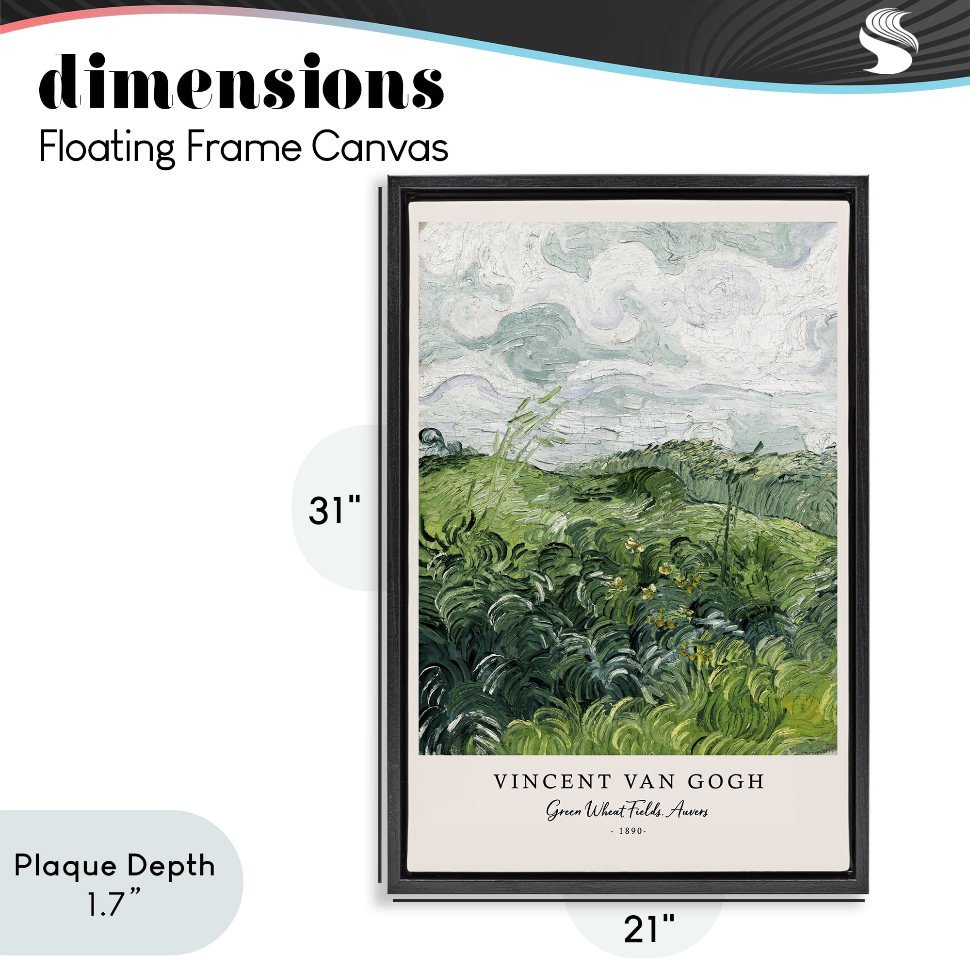 Stupell Industries Classic Green Wheat Fields Black Framed Floater Canvas Wall Art, design by Vintage Hustle