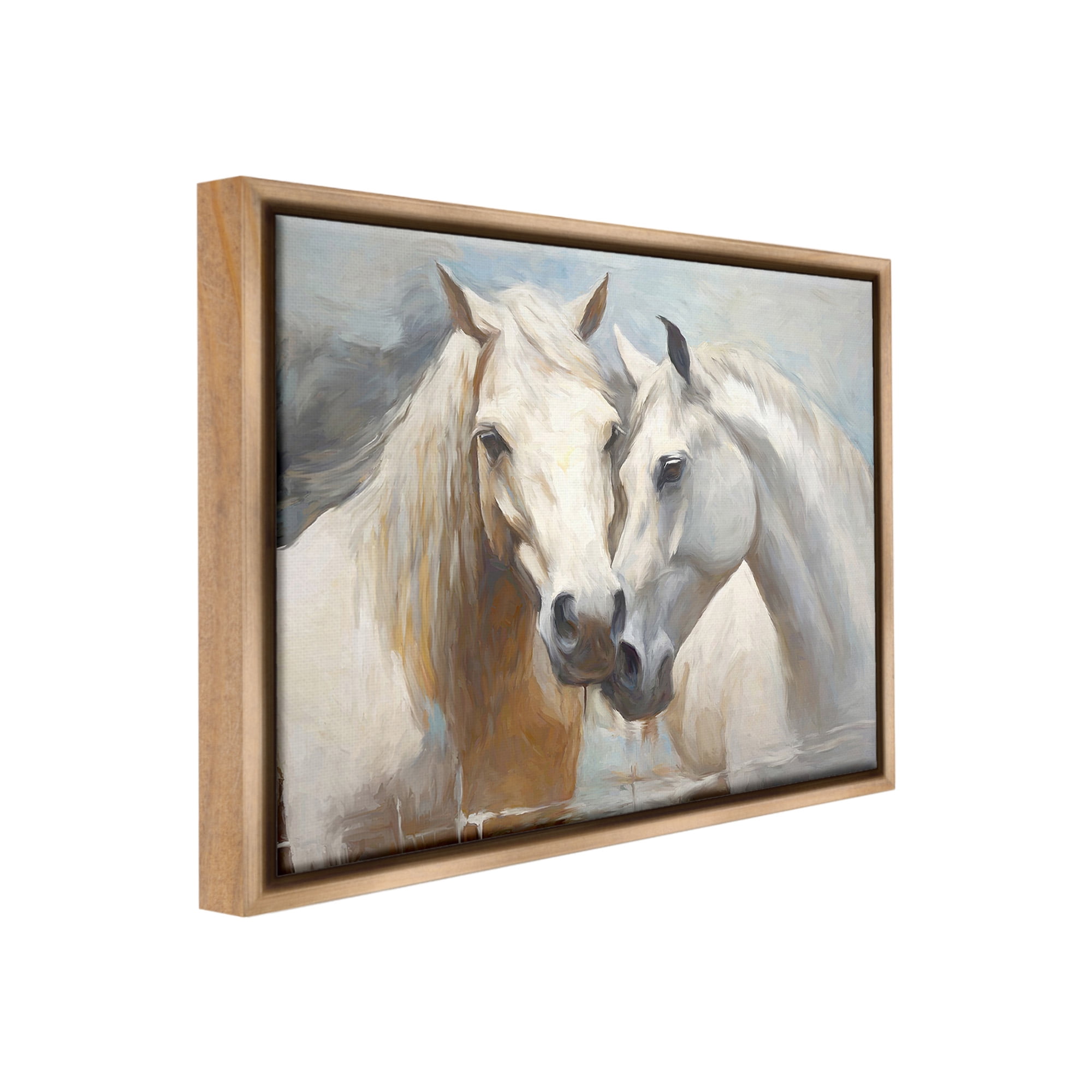 Stupell Industries White Country Horses Animals & Insects Painting Brown Floater Framed Canvas Art Print Wall Art, 31 x 25