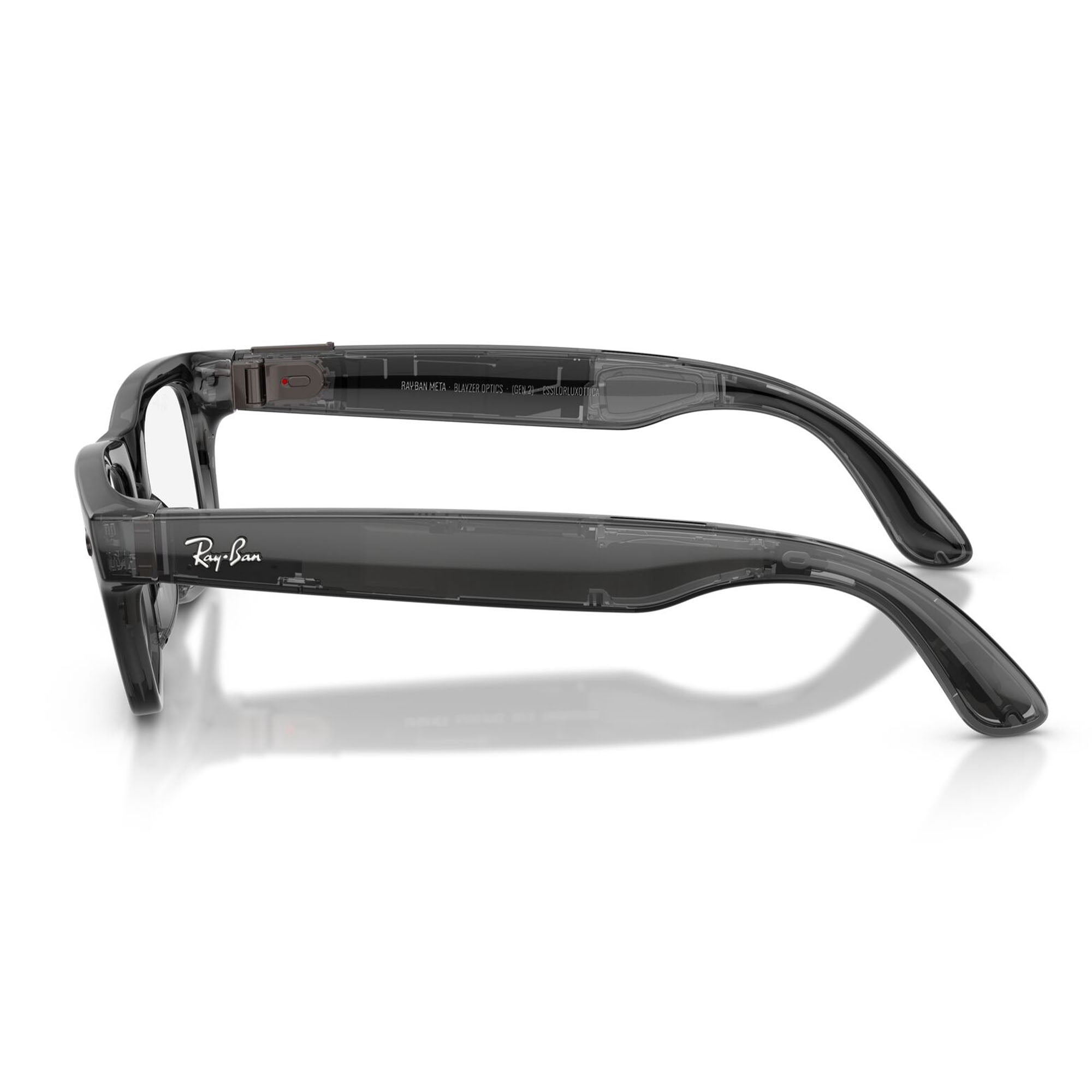 Ray-Ban Unisex Size 54 AI Smart Meta Gen 2 Blayzer Optics Glasses with Charging Case, Transparent Black/Clear