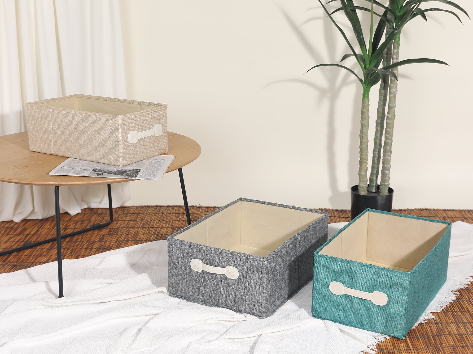 Unique Bargains Fabric Storage Cube Storage Bin Storage Basket Green 16.2*9.5*6.7in