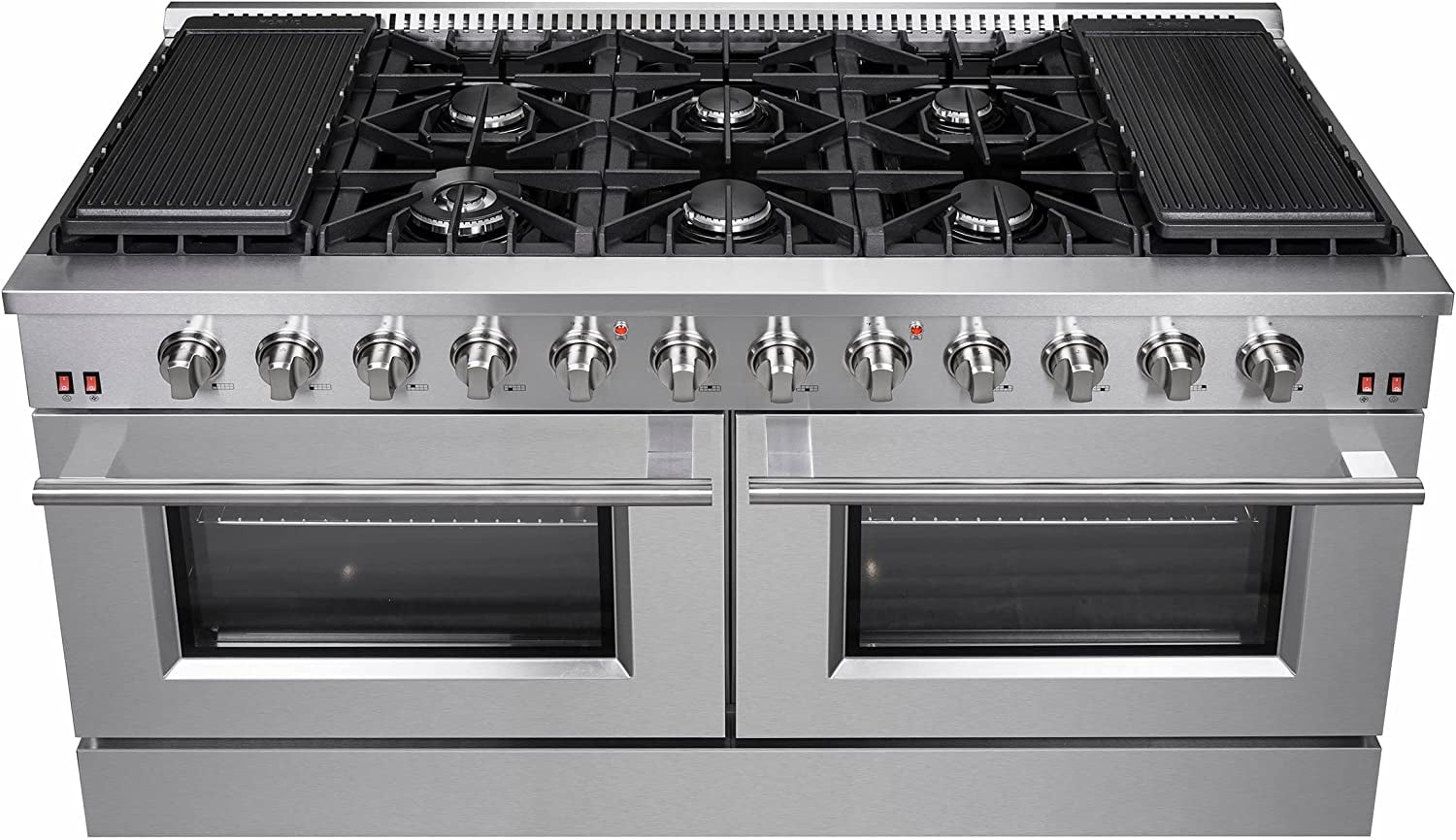 Forno Galiano 60-Inch Freestanding Gas Range, 10 Burners, Double Ovens, Griddle, Energy Efficient