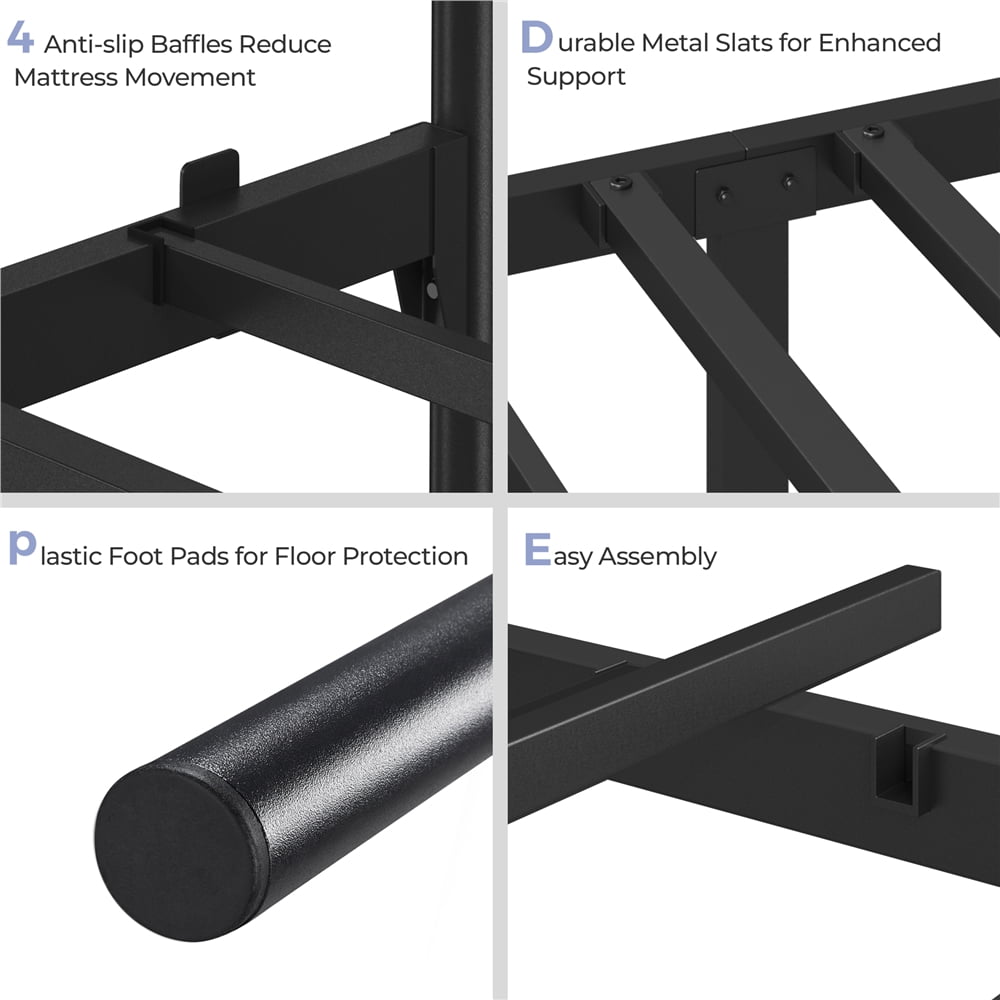 Yaheetech  Full Size Metal Platform Bed Frame with Headboard and Footboard, Black
