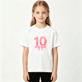 thumbnail image 2 of 10th Birthday Girls Graphic Tee, Cute Pink Bow Double Digits 100% Cotton Kids Short Sleeve T-Shirt, 2 of 5