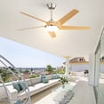 thumbnail image 4 of Sofucor 52 Inch Ceiling Fan, Nickel Flush Mount Modern LED Indoor Farmhouse Ceiling Fans with Remote Control, 4 of 9