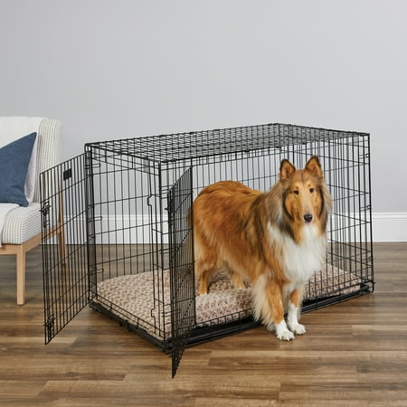 MidWest Homes for Pets Newly Enhanced Double Door iCrate Dog Crate  Includes Leak-Proof Pan  Floor Protecting Feet  Divider Panel & New Patented Features  Measures 48 x 30 x 33 inches  Black