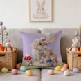 thumbnail image 6 of Pillow Covers 18x18, Easter Decorations Bunny Throw Pillow Covers, Imitation Embroidery Spring Decor for Bedroom Couch Cushion Cover, Purple, 6 of 7