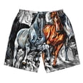 thumbnail image 3 of Uemuo Four Running Horses Pattern Men's Swim Trunks Hawaiian Beach Bathing Suit Swimsuits Beach Quick-Dry Shorts with Pockets-, 3 of 9