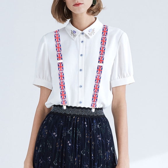 WEAVILUX UK Flag Elastic Suspenders Adjustable Clip-On Braces for Men and Women Comfortable Fit Pants Support