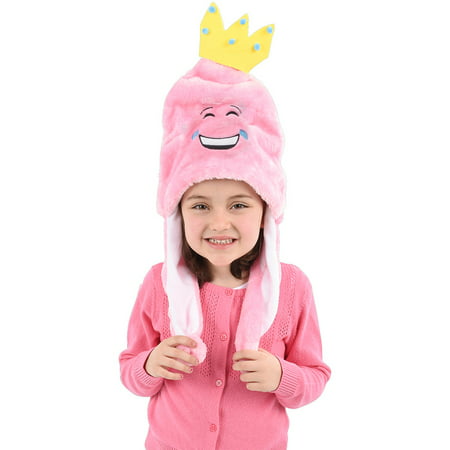 Child's Pink Princess Tear Laughing Emoji Emoticon Pom Pom Hat Costume