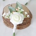 thumbnail image 1 of Novio Boutonniere Artificial Rose Flores Ramilletes para , Blanco Yotijar Boutonnieres de rosas, 1 of 7