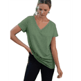 thumbnail image 3 of Camiseta Informal con Cuello en V para Mujer, Color Verde , Talla M, 3 of 9
