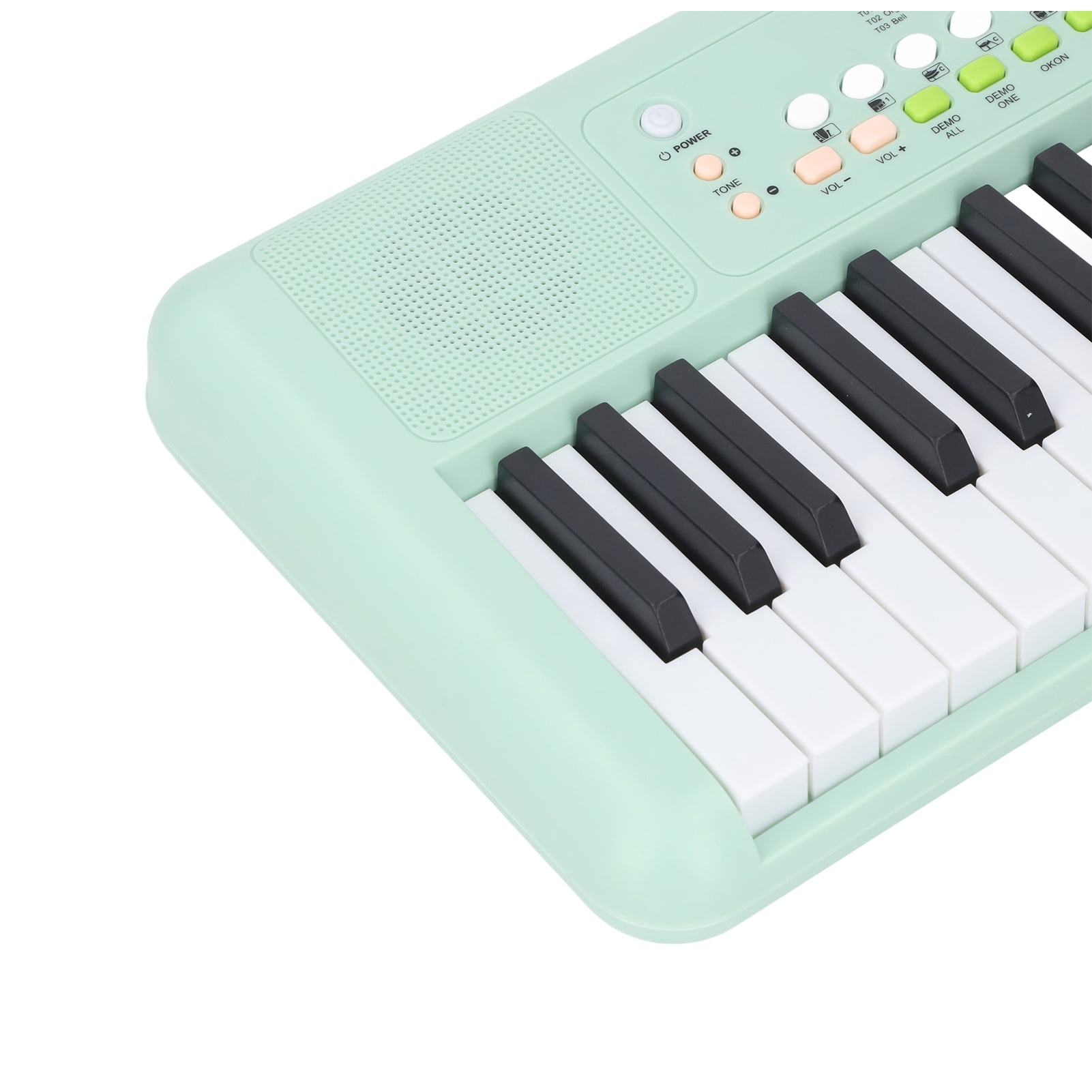YAHHU 32 Key Electronic Keyboard Piano with Microphone 16 Tones 10 Rhythms Dual Speakers Battery Powered for Beginners Kids Avocado Green (17.32 inches / 44 cm)