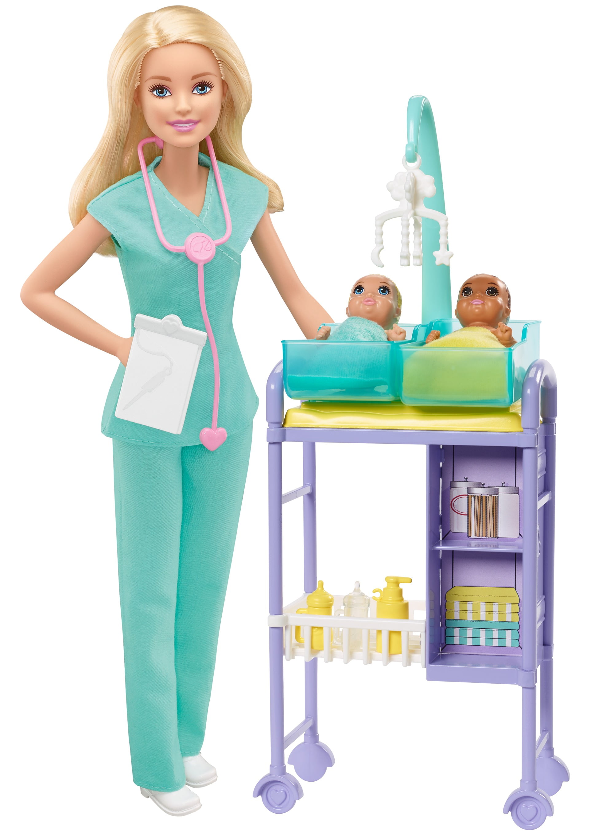 Barbie Careers Baby Doctor Playset With Blonde Doll, 2 Infant Dolls, Toy Pieces