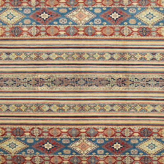 Ahgly Company Indoor Square Abstract Chestnut Brown Oriental Area Rugs, 6' Square