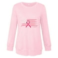 thumbnail image 3 of Uootdi Breast Cancer Awareness Crew Neck Long Sleeve Shirt Women Breast Cancer Survivor Tops Ribbon Graphic Pullover Gift Sweat shirt Fit Shirts, 3 of 4