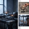 thumbnail image 5 of Halloween Candle Holders Set of 2 Black Metal Gothic Candlestand, Arachnid Web Style with Curved Branch Details, Tabletop Centerpiece for Ghost House Party Home Decor Display, 5 of 7