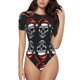 thumbnail image 1 of Fotbe Skull santa hat Body de Mujer con Cuello Redondo y Mangas Cortas, Sin Mangas Ajustado, Suave, Cómodo y Básico-XX-Large, 1 of 7