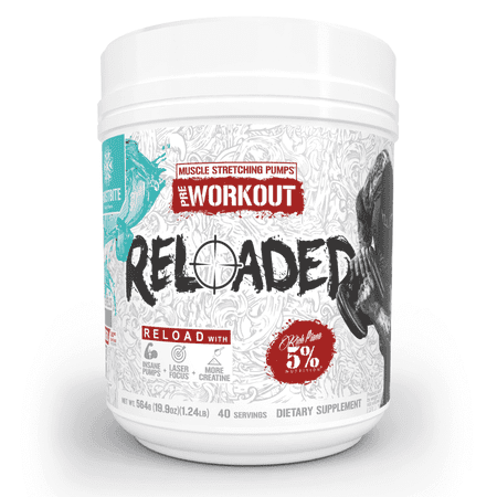 5% Nutrition Rich Piana Reloaded PreWorkout Supplement with Choline,HydroPrime Glycerol, Nitrosigine (Frostbite)
