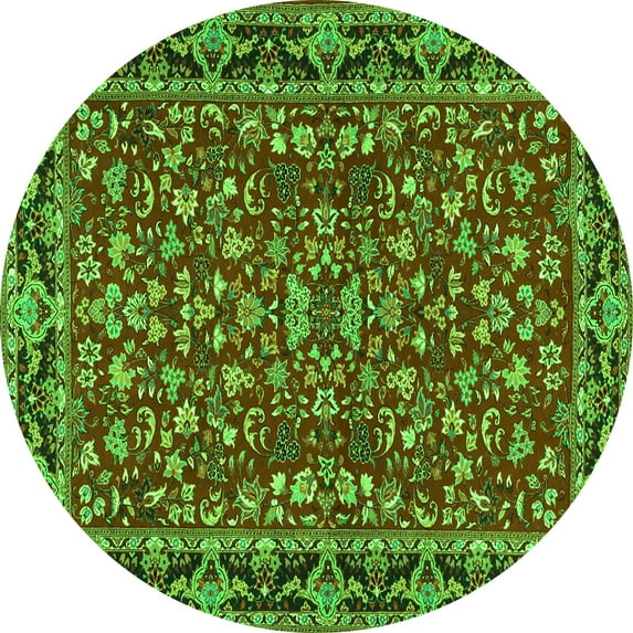 Ahgly Company Indoor Round Persian Green Traditional Area Rugs, 3' Round
