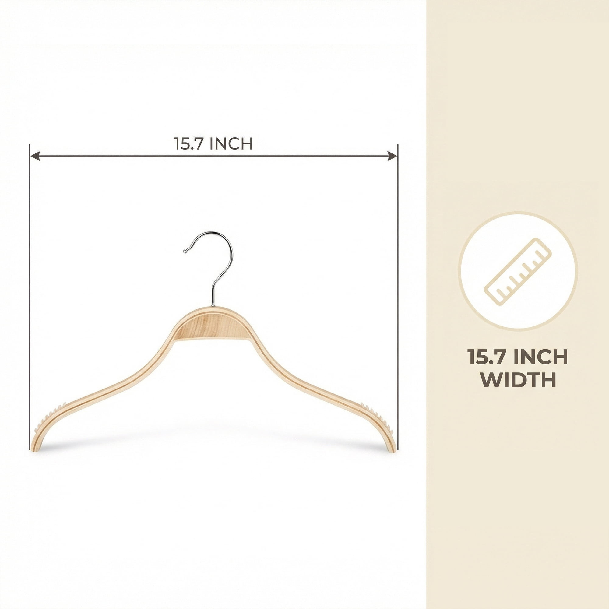 Unique Bargains 2 Pcs Wood Non-Slip Great Hangers with Clips for Closet Natural 15.7inch