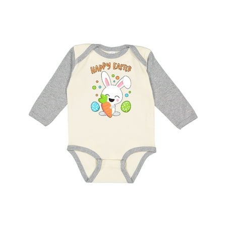 

Inktastic Happy Easter Bunny with Eggs and Carrot Gift Baby Boy or Baby Girl Long Sleeve Bodysuit