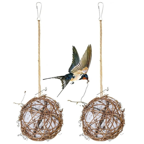 Set of 2 Hummingbird Nesters,Bexikou 3.15inch Hummingbird Nesting Houses, Bird Nesting Materials Holder,Refillable Balls Bird Nesting Station for Outdoor Wild Birds Wrens Finches Parrot (Small)