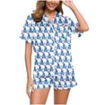 thumbnail image 2 of Awdenio Satin Pajamas Women's Fashion Short Sleeve Classic Flower Printing Sleepwear Soft Silk Button Down Loungewear Pjs Shorts Set S-XXL, 2 of 6