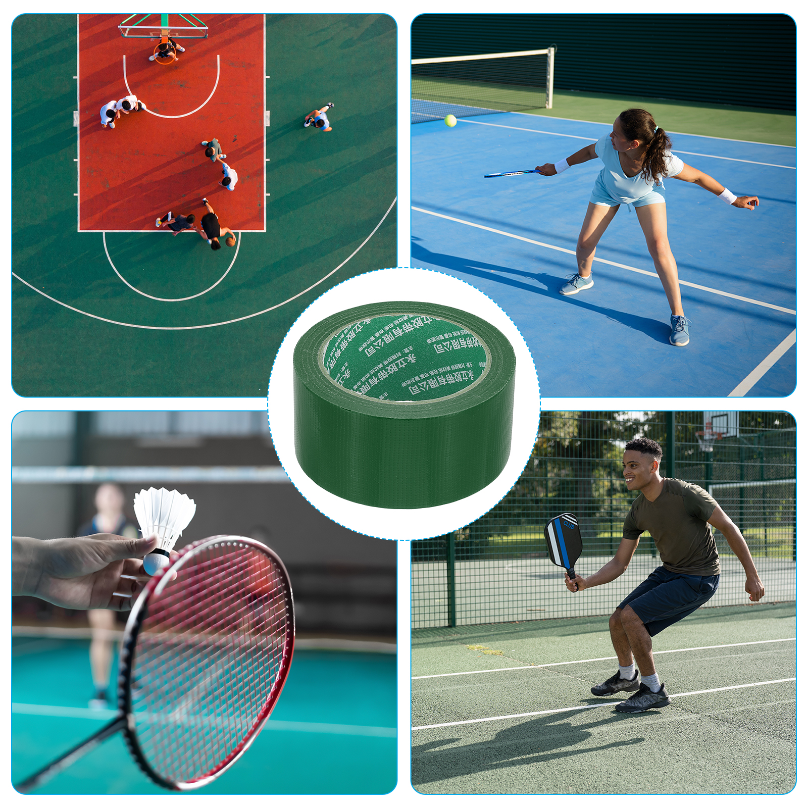 Uxcell Pickleball Ball Court Marking Tape 66ft, Marking Edge Guard Ultra-Adhesive Tape, Green 2 Pcs