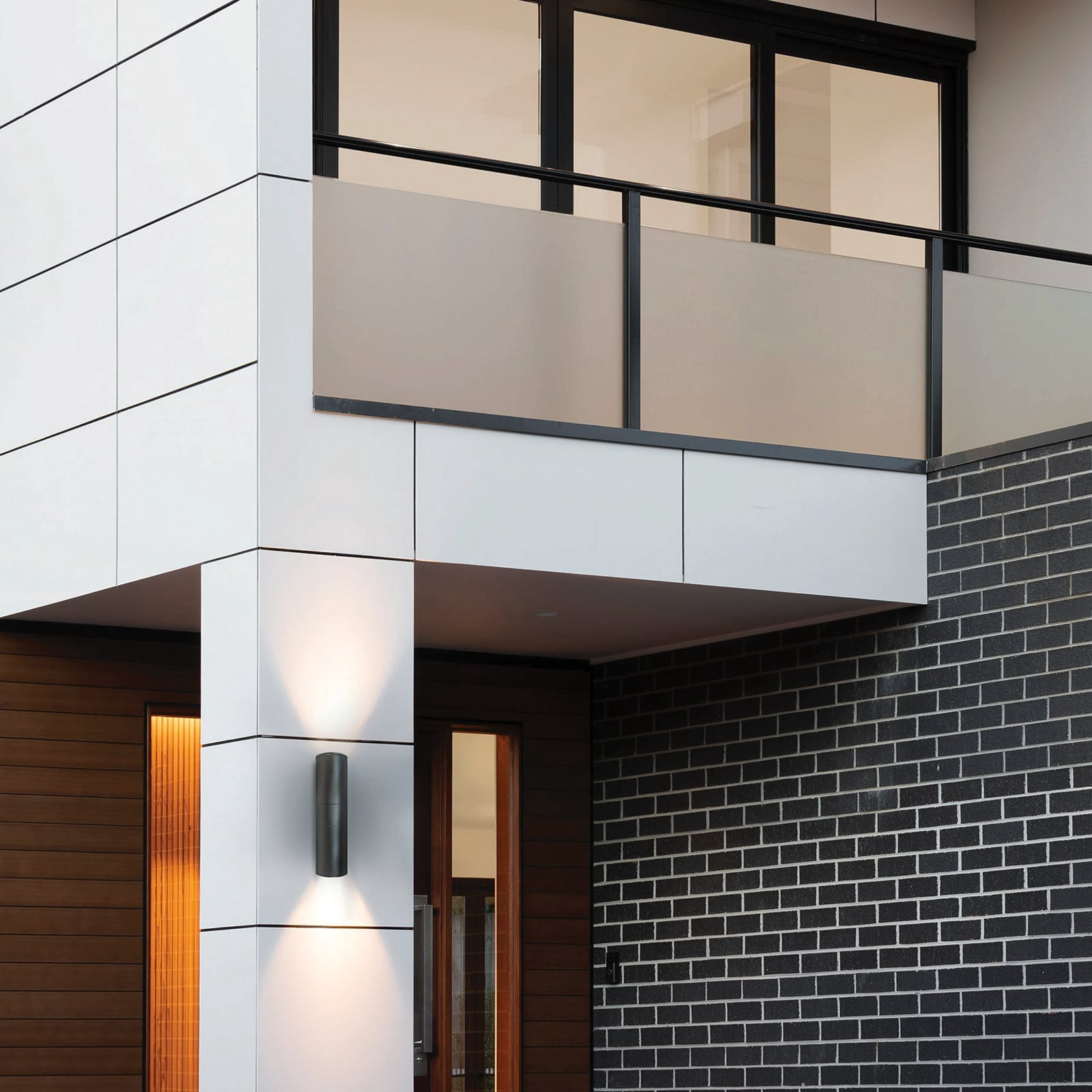 MW Lighting 12" Up-Down LED Cylinder Light Fixture,  Aluminum Black Finish Outdoor Waterproof Lamp