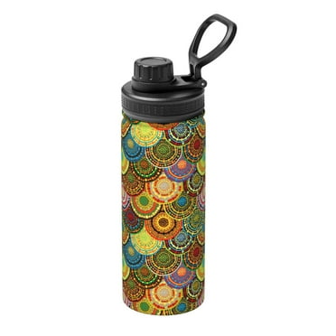 Lukts Colorful Circle Print 18oz Insulated Sports Kettle, Outdoor Sport Gym Stainless Steel Water Bottles
