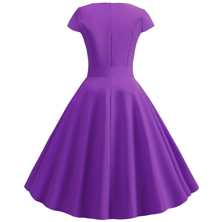 ZICTH Purple Dresses Vintage V Neck Short Sleeve Solid Color Casual Dress Cocktail Evening Dress Formal Dresses for Women, Women's, Size: Large ZICTH Purple Dresses Vintage V Neck Short Sleeve Solid Color Casual Dress Cocktail Evening Dress Formal Dresses for Women, Women's, Size: Large